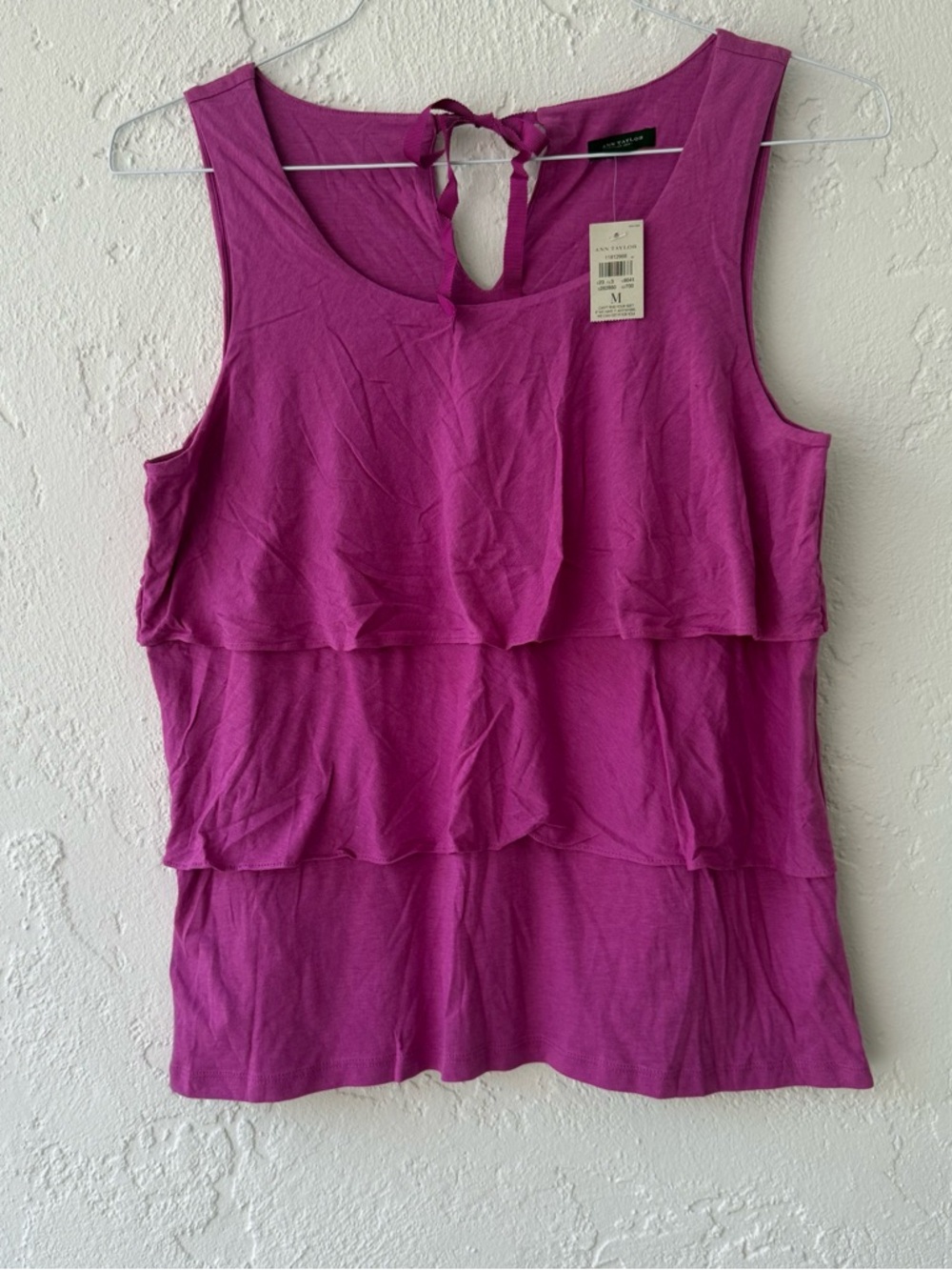 Ann Taylor Layered Tank Top in Magenta Pink
